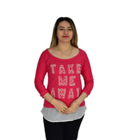 Kadın Boncuk İşli Kayık Yaka Sweat BRG-37415 (Nar Çiçeği)
