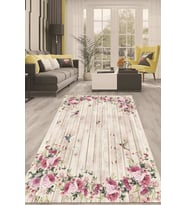 Dijital Kaymaz Taban Yıkanabilir Modern Renkli Salon Halısı Mutfak Halısı Yolluk ND-HT-80 (Krem)