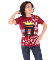 Toontoy Erkek Çocuk Armalı Önü Yazı Baskılı Tişört (Bordo)