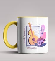 Kişiye Özel Müzik Öğretmeni Tasarımlı Siyah Renk Kupa Bardak  (Sarı)