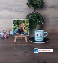 Patoloji Teknikeri Fotoğraflı Dekoratif Taş, Ahşap Altlıklı Türk Kahvesi Fincanı Hediye Tıp Bayramı Hediyesi (Model 7)