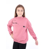 Toontoy Kız Çocuk Baskılı Sweatshirt (Gül Kurusu)