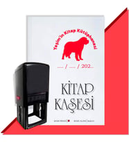 Kişiye Özel Köpek Silüet 5 Tarihli Otomatik Kitap Kaşesi (Kırmızı)