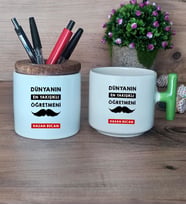 Erkek Öğretmene Hediye Hediye Sepeti Kupa Bardak T Kulplu, Kalemlik Hediyeleri Öğretmenler Günü Hediyesi (Model 8)