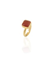 Kadir Jewellery 22 Ayar Altın Kaplama Zirkon Taşlı Kadın Minimal Yüzük (Kırmızı)