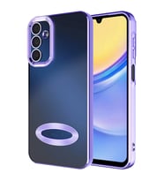 Samsung Galaxy A25 Kılıf Logo Yeri Açık Kamera Lens Önü Korumalı Renkli Kenarlı Şeffaf Silikon (Lila)