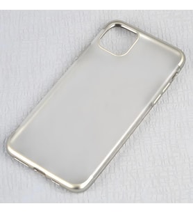 iPhone 11 Pro Max Kılıf Mat Dört Köşeli Lazer Silikon Kılıf (Gri)