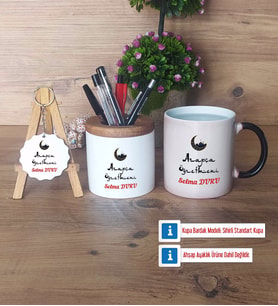 Arapça Öğretmeni Hediye Sepeti Kalemlik, Kupa Bardak Sihirli, Ahşap Anahtarlık Hediye Öğretmenler Günü Hediyesi (Model 1)