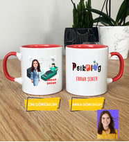 Kişiye Özel Karikatürlü Psikolog Hediye Kupa Bardak Kadın Psikologa Tıp Bayramı Hediyesi (Pembe)
