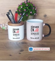 Sevgiliye Hediye Kalemlik, Kupa Bardak T Kişiye Özel Hediye (Model 3)