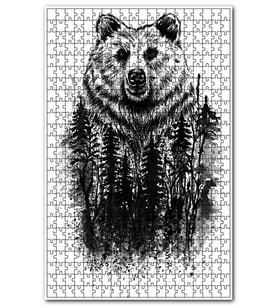 Cakapuzzle Siyah Ayı Ormanda Gezinti Puzzle Yapboz MDF (Ahşap) (1000 Parça)