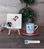 Yazılım Geliştirme Uzmanı Fotoğraflı Dekoratif Taş, Ahşap Altlıklı Türk Kahvesi Fincanı Hediye (Model 8)