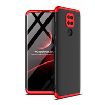 Xiaomi Redmi Note 9 Kılıf Zore Ays Full Koruma Kılıf (Siyah-Kırmızı)