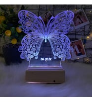 Kişiye Özel Doğum Günü Hediyesi /Sevgiliye Hediye Kelebek Tasarımlı 3D Led Masa Lambası (Beyaz)