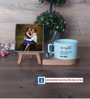 Sevgiliye Hediye Fotoğraflı Dekoratif Taş, Kupa Bardak Beyaz Hediye (Model 8)