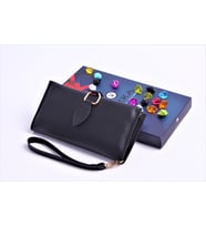 ÖZKA LEATHER - İSİMLİ KİŞİYE ÖZEL DAMLA KLİPSLİ KADIN CÜZDAN (Siyah)