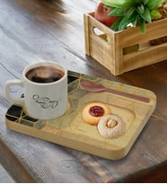 BK Gift Kişiye Özel Doğal Ahşap Sunum Tabağı ve Türk Kahvesi Fincanı Hediye Seti, Ev Hediyesi, Arkadaşa Hediye, Anneye Hediye, Doğum Günü Hediyesi (Model 17)