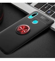 Huawei Y6 2019 Kılıf Yüzüklü Magnetli Ravel Case (Siyah-Kırmızı)