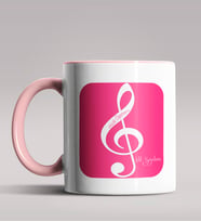 Kişiye Özel Müzik Öğretmeni Tasarımlı Siyah Renk Kupa Bardak 6 (Pembe)
