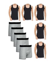 Tezzgelsin Erkek Ekonomik Paket Atlet Ve Boxer Set 5 Atlet 5 Boxer (Siyah-Gri)