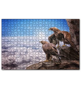 Cakapuzzle Kayalıklardan Yeryüzünü İzleyen Kartallar ve Bulutlar  Puzzle Yapboz MDF (Ahşap) (255 Parça)