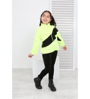 Toontoy Kız Çocuk Blok Renkli Polar Hırka (Sarı)