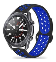 Huawei Watch 3 / 3 Pro Kordon Delikli Spor Kordon (Siyah-Mavi)