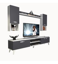 Decoraktiv Eko 5da Mdf Dvd Retro Tv Ünitesi Tv Sehpası (Beyaz - Antrasit)