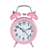 Dekoratif Metal Işıklı Masa Üstü Çalar Saat (Pembe)