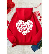More Love Baskılı  Pamuklu Oversize Sweatshirt (A.Kırmızı)