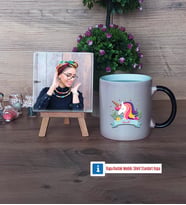 Unicorn Fotoğraflı Dekoratif Taş, Kupa Bardak Beyaz Hediye (Model 9)