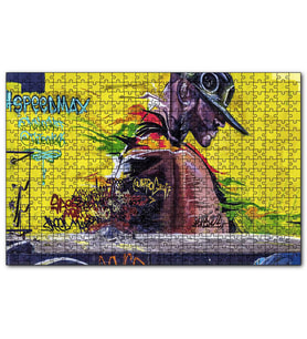 Cakapuzzle Duvar Boyama Şapkalı Siyahi  Puzzle Yapboz MDF (Ahşap) (255 Parça)