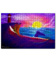 Cakapuzzle  Deniz Feneri Günbatımı Kadın  Puzzle Yapboz MDF (Ahşap) (1000 Parça)