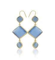 22 Ayar Altın Kaplama Kadın Sallantılı Küpe -El İşçiliği Ve Hipoalerjenik Küpe (Gece Mavisi)