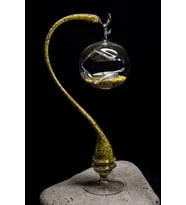 Narçiçeği Üfleme Cam El Yapımı Renkli Mumluk (Sarı)