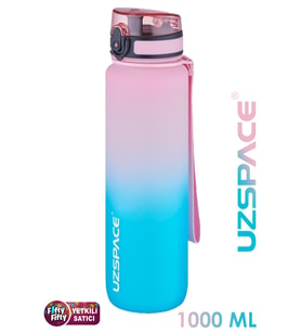 Uzspace FiftyFifty 1000ml BÜYÜK BOY Çift Renk Softtouch FF Collection Tritan Su Matarası