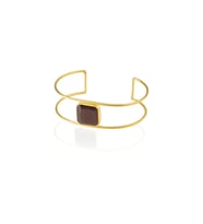 Kadir Jewellery 22 Ayar Altın Kaplama Zirkon Taşlı Ayarlanabilir Vintage Bilezik (Bordo)