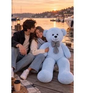 Pandamkee 140 Cm Sevgiliye Özel Hediyelik Ayı (Mavi)