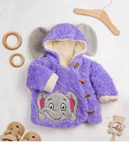 Sevimli  Figürlü Peluş Bebek Ceketi (Lila)