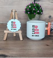 Öğretmene Hediye Canım Öğretmenim Hediye Seti Kupa Bardak T Kulplu ve Anahtarlık Öğretmenler Günü Hediyesi (Model 7)