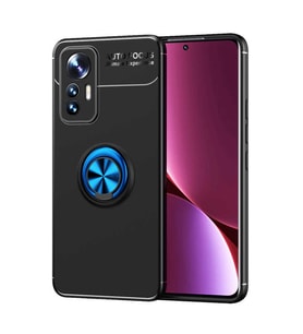 Xiaomi Mi 12 Lite Kılıf Zore Ravel Yüzüklü Silikon Kılıf (Siyah-Mavi)
