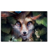 Cakapuzzle Gri Tilki Yağlı Boya Resmi  Puzzle Yapboz MDF (Ahşap) (500 Parça)