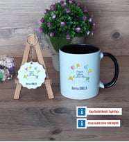 Doğum Günü Hediyesi Kupa Bardak Kırmızı ve Ahşap Anahtarlık Hediye (Model 10)