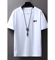 Erkek Ny Baskılı Oversize Tshirt (Beyaz)