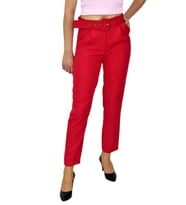 Kadın Kemerli Bilek Pantolon BGL-ST03690 (Kırmızı)