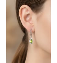 Usho Jewelry 925 Ayar Gümüş Mekik Küpe (Açık Yeşil)