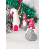 Gnome Bay ve Bayan Cüce ve Gnome Evi, El Emeği, Dekorasyon Tamamlayıcı (Gri-Beyaz)
