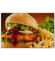 Cakapuzzle Burger Patates Kızartması ve Ketçap  Puzzle Yapboz MDF (Ahşap) (1000 Parça)