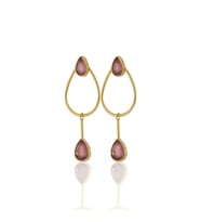 Kadir Jewellery 22 Ayar Altın Kaplama Kadın Sallantılı Küpe -El İşçiliği Ve Hipoalerjenik Küpe-E85 (Pembe)
