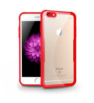iPhone 6 Kılıf Kenarları Silikon Arka Kısım Temperli Cam Craft Kılıf (Kırmızı)